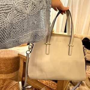 Kate Spade Cream Satchel with Structured Shape and Top Handles